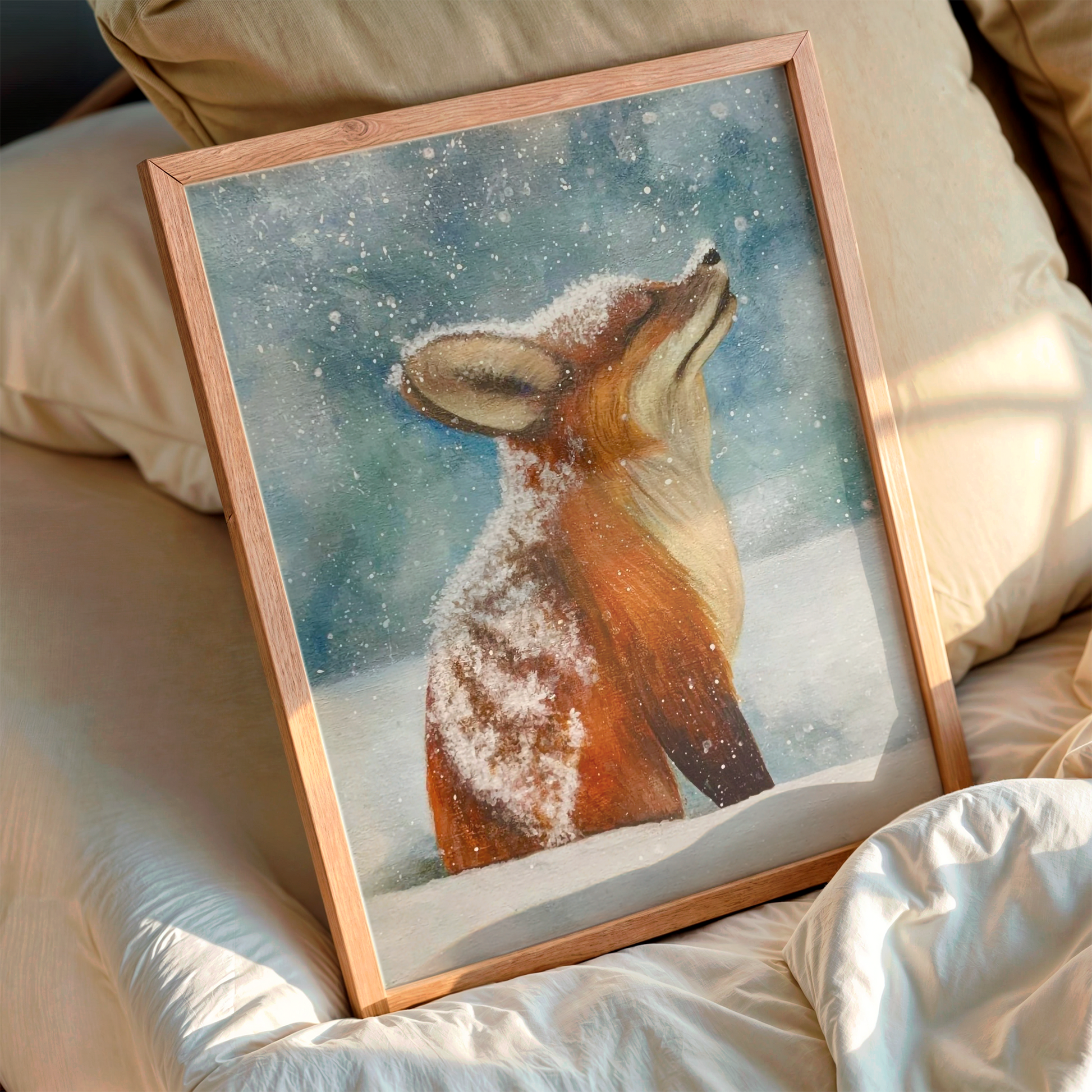 Snow Stillness – Fox in Winter Framed Poster Print