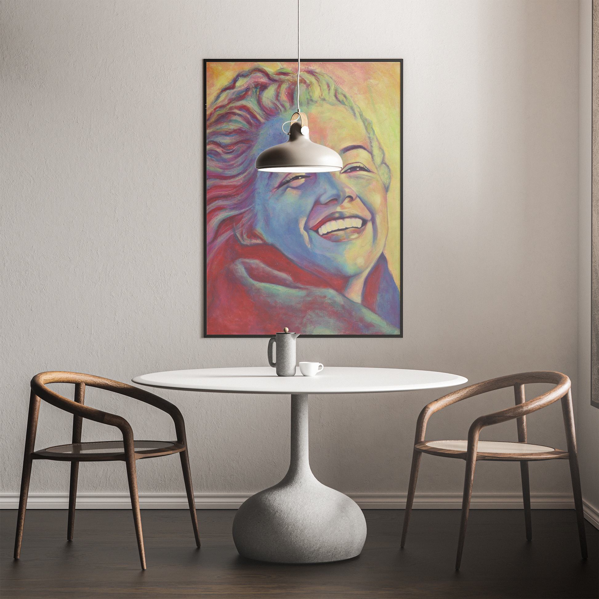 Joy in Colour – Smiling Portrait Framed Poster Print